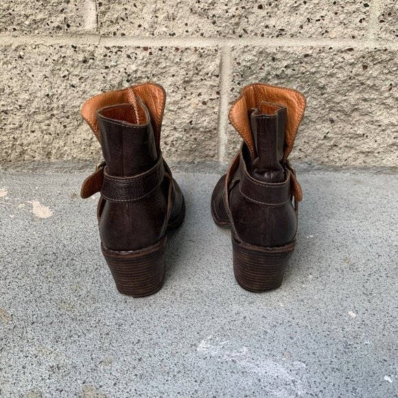 FIORENTINI + BAKER Womens Ankle Booties US 9 Euro 39 Brown Italian Buckle Boots - Picture 6 of 11